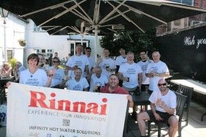 Rinnai staff enjoy a refresher after completing their charity walk for the John Holt Can Support Foundation.