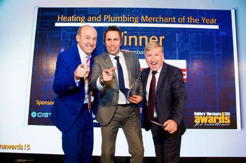 Tim Vine, Actor and comedian; Mark Bradley, Plumbase, David Jones, MD Cistermiser (Sponsor)