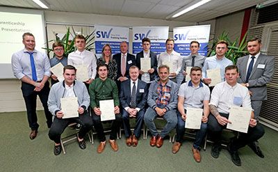 Steve Willis (centre front) with the gas apprentices graduating from our Hampshire Training Centre and their trainers.