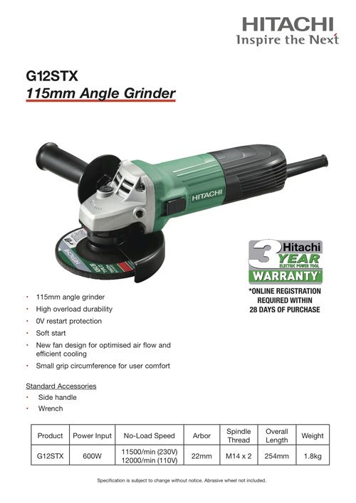 Win a G12STX Angle Grinder in HPM’s and Hitachi Tools UK’s Twitter competition