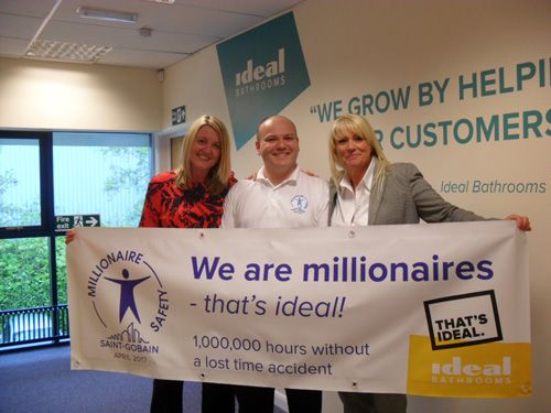 Left to right; Danielle Lillis, Ideal Bathrooms’ commercial director, Paul Stott, Ideal Bathrooms EHS manager and Kim Kirby-Earnshaw