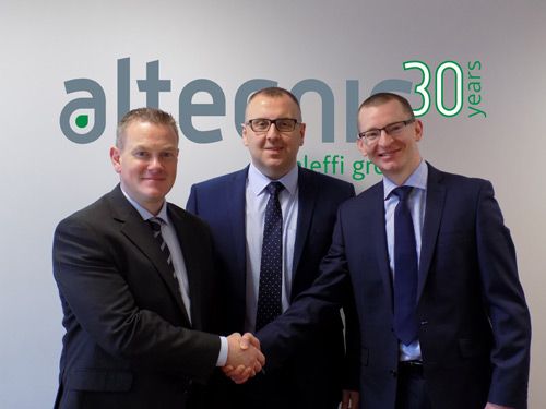 Gary Swann (left) with OEM national sales manager, Mark Mogey, and country manager for Northern Ireland, Chris Reilly