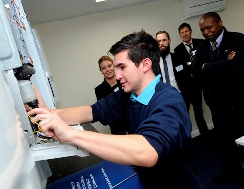 An Energy Academy trainee gets to grips with boiler
