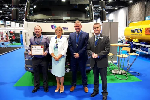 Left to right: Darren Gilham; FPS president Jodie Allan; Ian Peach, of OAMPS Hazardous and Duncan Grant Certas Energy. Left to right: Darren Gilham; FPS president Jodie Allan; Ian Peach, of OAMPS Hazardous and Duncan Grant Certas Energy.