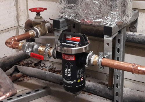 The BoilerMag XL magnetic boiler filter was installed by Enright Environmental
