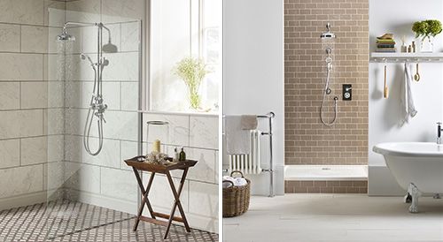 LABC Clifton exposed dual function shower system (left) and the LABC York concealed Dual function shower system.