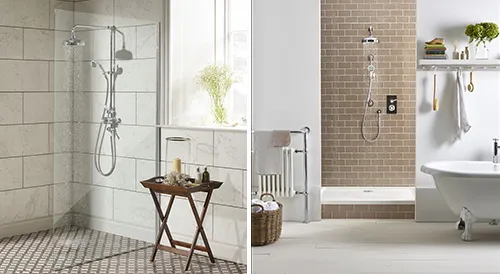 LABC Clifton exposed dual function shower system (left) and the LABC York concealed Dual function shower system. LABC Clifton exposed dual function shower system (left) and the LABC York concealed Dual function shower system.
