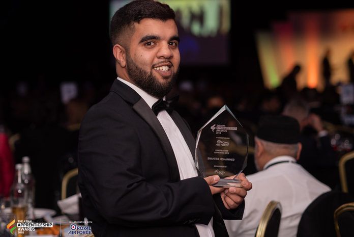Shabeeb, a plumbing apprentice with Fortem in Yorkshire, with his trophy.